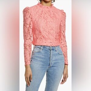 Rachel Parcell Coral Lace Blouse